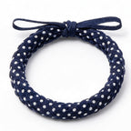 10pcs Navy Blue Polka Dot Braided Fabric Bracelet with Bow