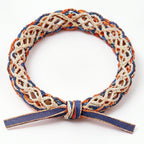 10pcs Navy and Orange Openwork Macrame Bracelet with Gold Ribbon
