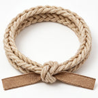 10pcs Natural Braided Jute Rope Bracelet with Brown Ribbon Tie