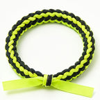 10pcs Black and Neon Yellow Braided Cord Bracelet with Ribbon Tie