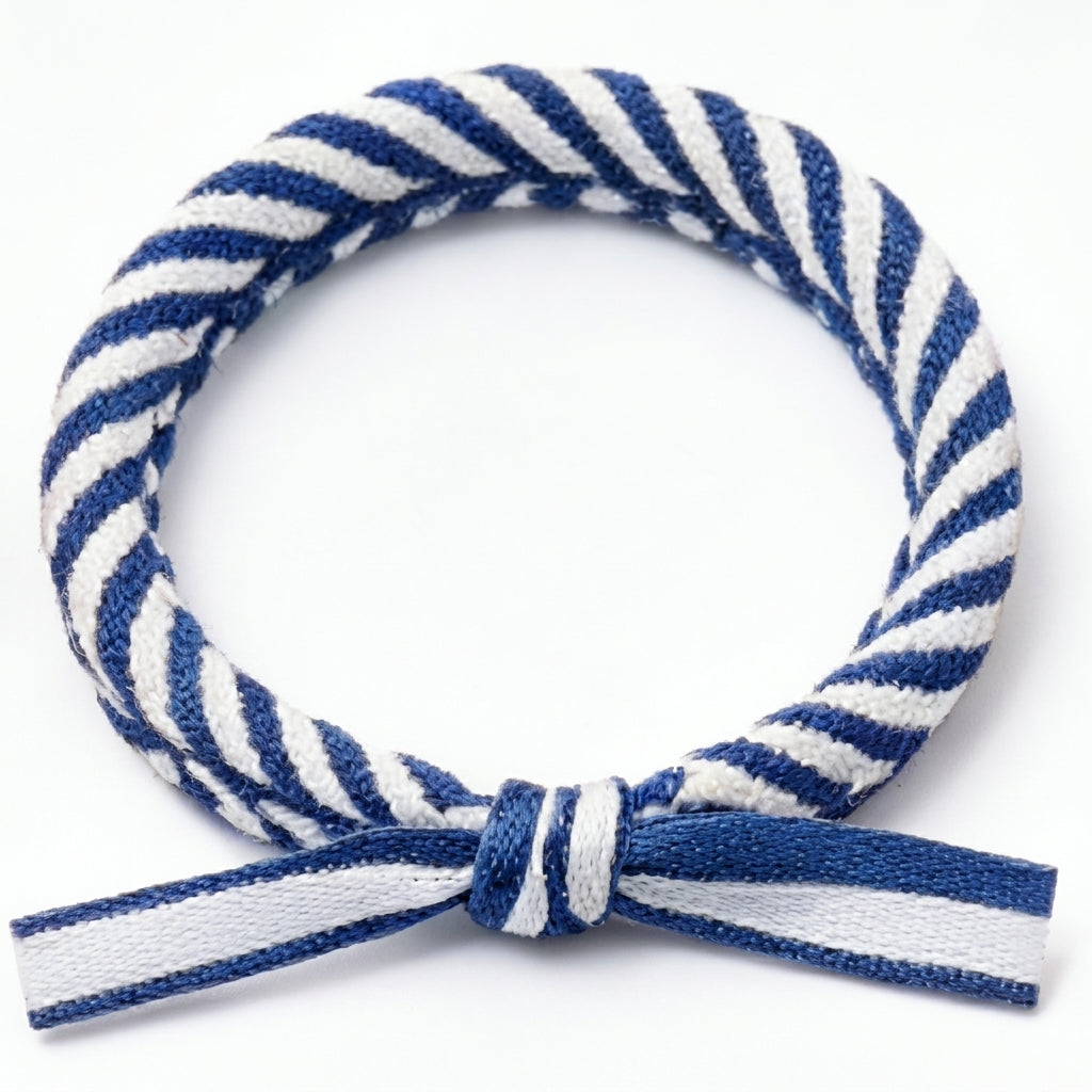 10pcs Blue and White Striped Nautical Rope Bracelet with Ribbon Knot