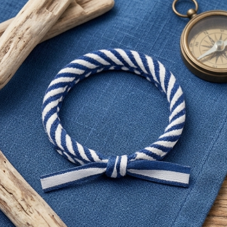 10pcs Blue and White Striped Nautical Rope Bracelet with Ribbon Knot