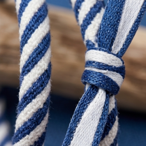 10pcs Blue and White Striped Nautical Rope Bracelet with Ribbon Knot