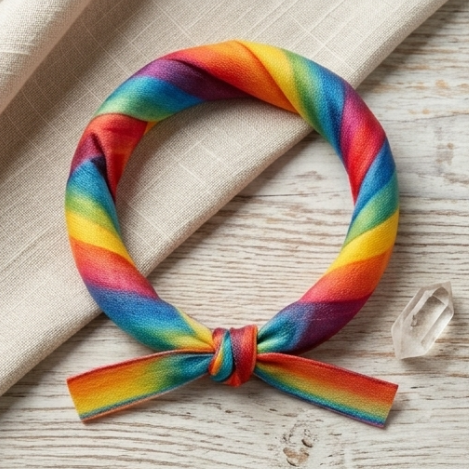 10pcs Vibrant Rainbow Twisted Fabric Bracelet with Knotted Accent