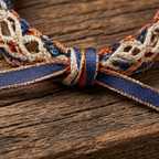 10pcs Navy and Orange Openwork Macrame Bracelet with Gold Ribbon