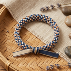 10pcs Blue and Tan Plush Woven Bracelet with Two-Tone Ribbon Bow