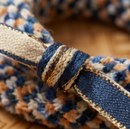 10pcs Blue and Tan Plush Woven Bracelet with Two-Tone Ribbon Bow