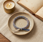 10pcs Blue and Tan Plush Woven Bracelet with Two-Tone Ribbon Bow