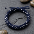10pcs Navy Blue Polka Dot Braided Fabric Bracelet with Bow
