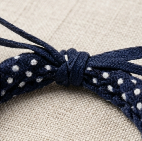 10pcs Navy Blue Polka Dot Braided Fabric Bracelet with Bow