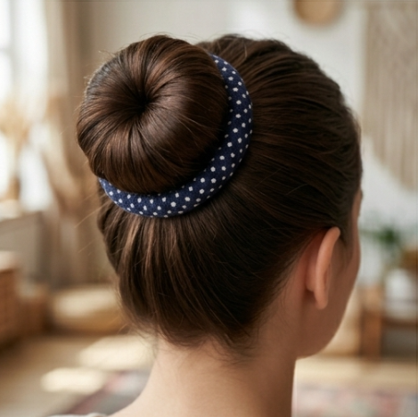 10pcs Navy Blue Polka Dot Braided Fabric Bracelet with Bow