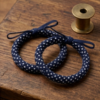 10pcs Navy Blue Polka Dot Braided Fabric Bracelet with Bow