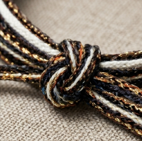 10pcs Black, White, and Gold Metallic Cord Bracelet with Knot Detail