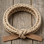 10pcs Natural Braided Jute Rope Bracelet with Brown Ribbon Tie