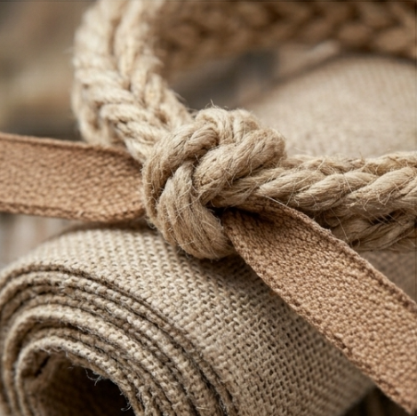 10pcs Natural Braided Jute Rope Bracelet with Brown Ribbon Tie