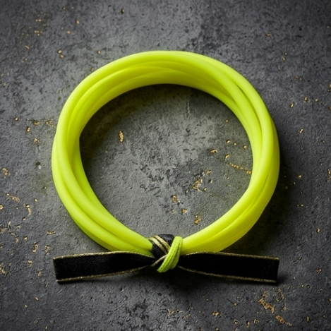 10pcs Neon Yellow Multi-Strand Bracelet with Black and Gold Ribbon
