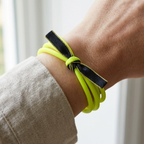 10pcs Neon Yellow Multi-Strand Bracelet with Black and Gold Ribbon