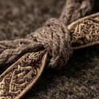 10pcs Braided Brown Rope Bracelet with Patterned Ribbon Tie