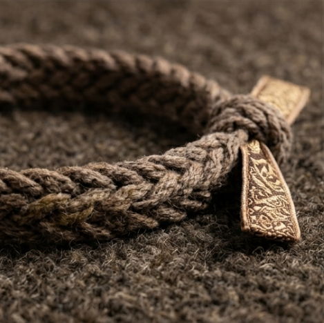 10pcs Braided Brown Rope Bracelet with Patterned Ribbon Tie