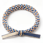 10pcs Blue and Tan Plush Woven Bracelet with Two-Tone Ribbon Bow